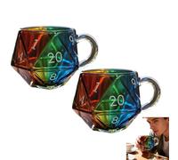 Genérico D20 Mug, Rainbow D20 Dice Mugs, Polyhedral Dice Coffee Cup with Handle, Game Mug for RPG Lovers, Game Night Mugs Gift for Fantasy Lovers (2pcs)