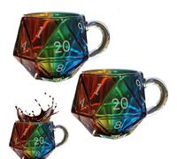Genérico D20 Shaped Mug, Rainbow D20 Dice Mug, Polyhedral Dice Coffee Cup with Handle, Gifts for Fantasy Lovers (2Pcs)