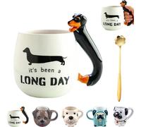 Genérico Dachshund Mug Ceramic Dog Coffee Cup, Sausage Dog Mug with Handle, Cute Animal Drinking Cup 3D Hand Painted Water Cups Funny Gift for Dogs Lover