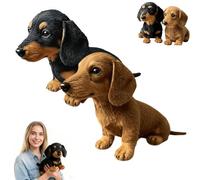 Genérico Dachy 2.0 Ai Powered Plush Dog, Dachy 2.0, Interactive Dachshund Plush Toy, Dachshund Sofa Ornaments and Decorations, for Dog Lovers (1pcs,Black+Brown)