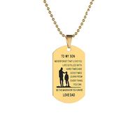 Genérico Dad to Son Dog Tag Pendant Necklace,Military Mens Jewelry Dogtags Pendant Love Gift for Men Women,Stainless Steel Clavicle Chain,Adjustable Chain Accessories Gift (Gold)
