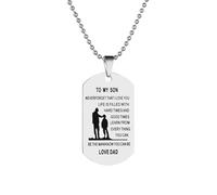 Genérico Dad to Son Dog Tag Pendant Necklace,Military Mens Jewelry Dogtags Pendant Love Gift for Men Women,Stainless Steel Clavicle Chain,Adjustable Chain Accessories Gift (Silver)