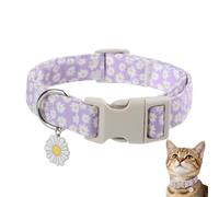 Genérico Daisy Dog Cat Collar - Purple Pendant | Quick-Release Polyester