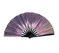Genérico Dance Popping Fan, Plegable Reflective Performance Prop, Holographic Fantasy Effect, Lightweight Design, Smooth Open Close Mechanism, Festival Ready, Music Carnival Accessory