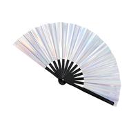 Genérico Dance Popping Fan, Plegable Reflective Performance Prop, Holographic Fantasy Effect, Lightweight Design, Smooth Open Close Mechanism, Festival Ready, Music Carnival Accessory