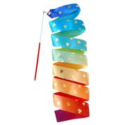 Genérico Dance Ribbons For Kids | 6.56ft Long Silk Rainbow Streamer Ribbon Dancer Wand | Goodie Bags Stuffers, Heart Pattern Baton Stick Twirling For Dance Performance 30cm/11.81 Inches Long