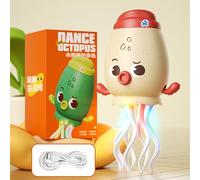 Genérico Dancing Octopus Toy, Dancing Squid, Electric Crawling Octopus, Cool Light Music Show, Standing Performance, with A USB Charging Cable (Oat White)