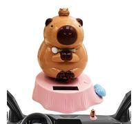 Genérico Dashboard Figures - Solar Swinging Capybara Figurines for Evaluating | Shaking Head Car, Napping Ornament, Dashboard Dancing Toy for Driver, SUV, RV and Trailer, 3.42×3.19×4.09in