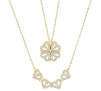 Genérico Daughter’s Lucky Clover Necklace Keepsake Gift Set, Foldable 4 Leaf Clover Pendant with Eternal Flowers Rose Birthday Gift for Granddaughter/Sister/Daughter-in-Law/Mom (Gold Necklace)