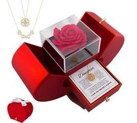 Genérico Daughter’s Lucky Clover Necklace Keepsake Gift Set, Foldable 4 Leaf Clover Pendant with Eternal Flowers Rose Birthday Gift for Granddaughter/Sister/Daughter-in-Law/Mom (Gold Set)