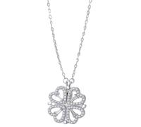 Genérico Daughter’s Lucky Clover Necklace Keepsake Gift Set, Foldable 4 Leaf Clover Pendant with Eternal Flowers Rose Birthday Gift for Granddaughter/Sister/Daughter-in-Law/Mom (Silver Necklace)