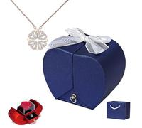 Genérico Daughter's Lucky Clover Necklace Keepsake Gift Set, Foldable 4 Leaf Clover Pendant, S925 Sterling Silver with Eternal Flowers Heart Shape Box for Teens Women Birthday (Blue Box 1,Rose Gold)