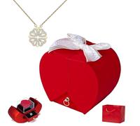 Genérico Daughter's Lucky Clover Necklace Keepsake Gift Set, Foldable 4 Leaf Clover Pendant, S925 Sterling Silver with Eternal Flowers Heart Shape Box for Teens Women Birthday (Red Box,Gold)