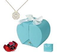 Genérico Daughter's Lucky Clover Necklace Keepsake Gift Set, Foldable 4 Leaf Clover Pendant, S925 Sterling Silver with Eternal Flowers Heart Shape Box for Teens Women Birthday (Blue Box 2,Silver)