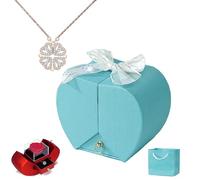 Genérico Daughter's Lucky Clover Necklace Keepsake Gift Set, Foldable 4 Leaf Clover Pendant, S925 Sterling Silver with Eternal Flowers Heart Shape Box for Teens Women Birthday (Blue Box 2,Rose Gold)