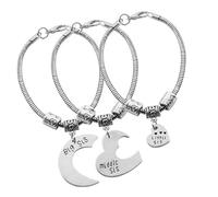 Genérico De 3 pulseras de amor con corazón para mujeres que celebran la amistad entre hermanas grandes, medianas y pequeñas, joyería de aleación ajustable, regalo ideal, símbolo de amistad