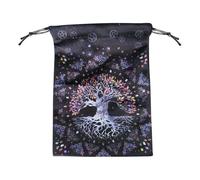 Genérico de Almacenamiento para baraja de Tarot, para Tarjetas Impresa con árbol de Vida de Fase Lunar de Franela, Soporte Protector | Organizador Suave para de oráculo, Dados, gem