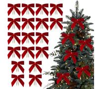 Genérico De Árbol - Terciopelo | 24 Lazos Anudados | Cinta Decorativa Bowe con Torcido para Árbol De Navidad, Envoltura Artesanal Navideña, Embalaje De Regalo, Proyectos De Bricolaje, En El Ho
