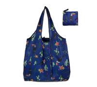 Genérico de carreras plegable, elegante y práctico, ligero, almacenamiento de comestibles, plegable grande para mujeres y hombres, reutilizable, Navy Blue Bird