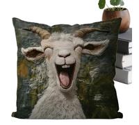 Genérico de cojín Estampado de Cabra - Suave de Animal 45x45 cm | de Cojín de Cabra Que Grita - para sofá, salón, hogar, Dormitorio, Granja, decoración Interior, Vacaciones