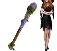 Genérico de - de Piedra Natural en Bruto de 6,3 Pulgadas | Varitas Wiccan para decoración del Altar | Cetro Hecho a Mano Mago Moss Flor Decoración para Buscador Espiritual Paganos Medita
