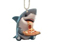 Generico de dibujos animados de tiburón, 2D acrílico plano creativo para comer pizza, decoración de coche - Lovely Flat Acrylic Animal Car Decorations Keychain Decor Pendants
