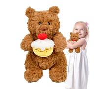 Genérico de juguete de peluche de oso de peluche, juguete de peluche, lindo juguete de peluche sostener un pastel de peluche en forma de animal marrón, decoración del hogar para shower