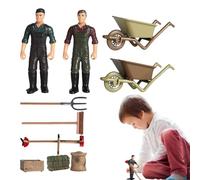 Genérico de Juguetes de Granja de 12 Piezas: construcción Duradera de PVC, Figuras de granjeros en Miniatura y Herramientas para césped | Educativo Realista fomenta de Roles imaginat