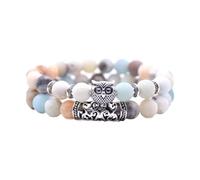 Genérico de los hombres 2 para cuarzo joyería de perlas de búho en natural, volcánico, pin rojo E, pulsera de pareja versátil junco mm pulsera rosa rodonita anillos, talla única, Acrílico, No es una