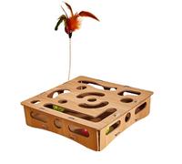 Genérico de Madera para Gatos, Juguete de estimulación para, de 11.02x11.02x2.36 Pulgadas con Juego Interactivo, Equipo de Madera Duradero para Mascotas, Accesorio de enriquecimiento