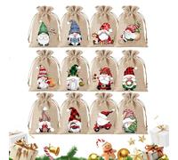 Genérico De Navidad De Yute, Paquete De 12 Con Cordón Reutilizables | Pequeños Regalos Para La Decoración Del Hogar, Suministros De, De Fin De Año, Cumpleaños, Halloween, Acción de