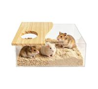 Genérico de para Hámster Contenedor Transparente de Acrílico y Madera | Bañera de jaula de hámster para , Jugar, Explorar, Dormir, Parque Infantil, Hogar, Viaje, Jerbo