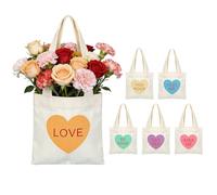 Genérico de para Mujer | 6 Piezas Corazones Mensaje San Valentín Bolso - Bolsos Tote Corazón | Para Ninas Mujeres Novia Escuela Viaje Playa Compras Fiesta
