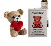 Genérico de peluche lindo oso de peluche - Ouau Crochet | en forma de corazón de ganchillo de poliéster, 20 g | Ouà s de punto de bolsillo, 9 x 6 x 6 cm, juego de llaveros decorativos, regalo