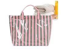 Genérico De Playa Con Rayas | De Gran Tamaño Bolso De Viaje Impermeable Y Brillante - tote para mujeres,Para Mujeres, Verano, Trabajo, Oficina, Escuela, Colegio, Gimnasio, Piscina Y Senderismo