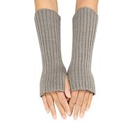 Genérico de punto largo medio dedo rayas unicolor lana otoño invierno para mujer (GY1, One Size)
