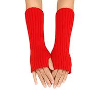 Genérico de punto largo medio dedo rayas unicolor lana otoño invierno para mujer (RD1, One Size)