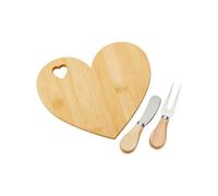 Generico De Quesos En Forma De Corazón - Tabla De Cortar De Madera En Ambos Lados Con Tenedor, Juego Para Una Presentación Elegante | Restaurante Interior Interior Apartamento Festa Di