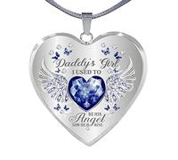 Genérico de recuerdo Hija para papá Heart Memorial Daddy' Wing Dad Drop And Jewelry Heart Hija Collares y colgantes (B, One Size)