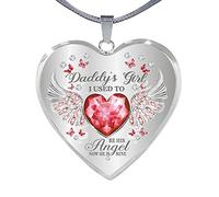 Genérico de recuerdo Hija para papá Heart Memorial Daddy' Wing Dad Drop And Jewelry Heart Hija Collares y colgantes (A, One Size)