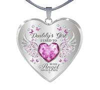 Genérico de recuerdo Hija para papá Heart Memorial Daddy' Wing Dad Drop And Jewelry Heart Hija Collares y colgantes (E, One Size)