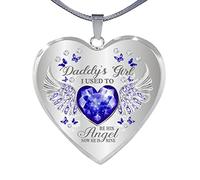 Genérico de recuerdo Hija para papá Heart Memorial Daddy' Wing Dad Drop And Jewelry Heart Hija Collares y colgantes (D, One Size)