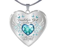 Genérico de recuerdo Hija para papá Heart Memorial Daddy' Wing Dad Drop And Jewelry Heart Hija Collares y colgantes (C, One Size)