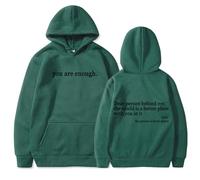 Genérico Dear Person Behind Me Hoodie, Oversized You Are Enough Sweatshirt, Cozy Streetwear Pullover for Early Fall Fashion (Green2,XL)