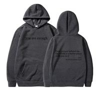 Genérico Dear Person Behind Me Hoodie, Oversized You Are Enough Sweatshirt, Cozy Streetwear Pullover for Early Fall Fashion (Grey4,XL)