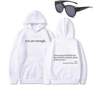 Genérico Dear Person Behind Me Hoodie Sudadera You are Enough Hoodie Sudadera a la Querida Persona Detrás de Moi, Blanco (Black Text), S