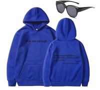Genérico Dear Person Behind Me Hoodie Sudadera You are Enough Hoodie Sudadera a la Querida Persona Detrás de Moi, Azul (Black Text), S
