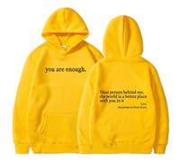 Genérico Dear Person Behind Me Hoodie Sweatshirt, You Are Enough Hoodie,World Is A Better Place Pullover Hooded Sweater (Yellow,5XL)