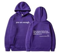 Genérico Dear Person Behind Me Hoodie, You Are Enough Hoodie, Oversized Sweatshirt, Early Fall Fashion Sweatshirt Street Style (Purple,4XL)