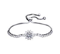 Generico Decina Moissanite Sunflower Bracelet 2 Hand Jewelry Women's Pull Out Style Juegos L Agua, Talla única, Cobre, No Gemstone